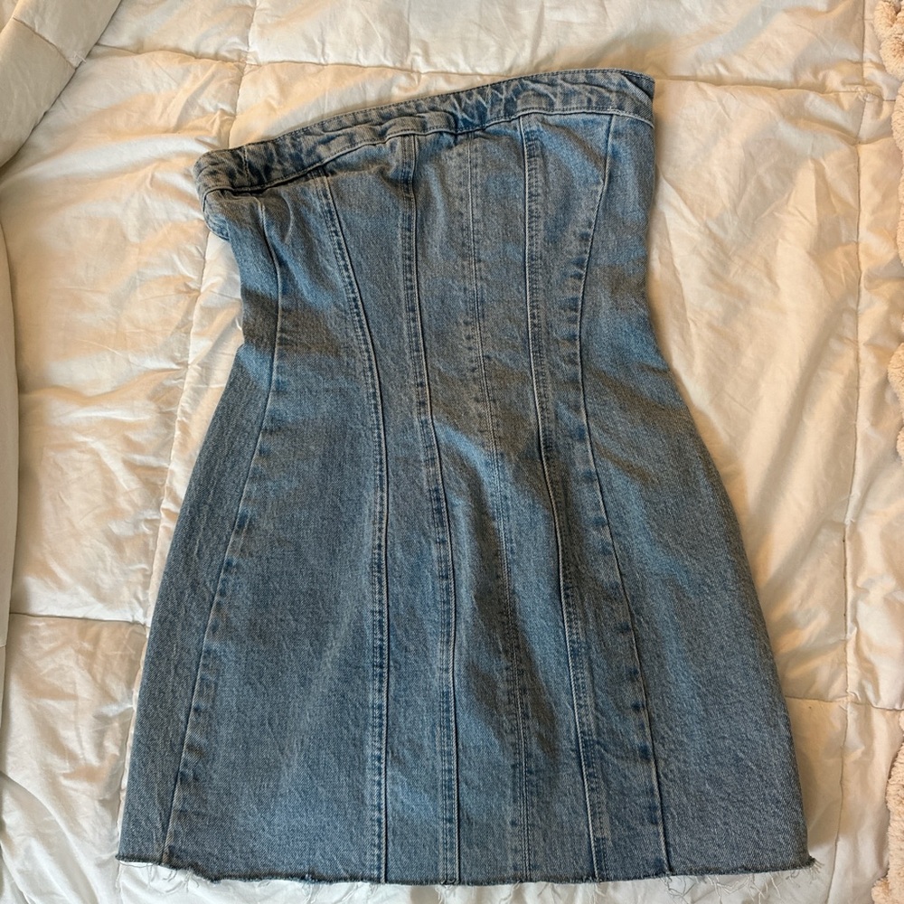 Zara denim strapless dress